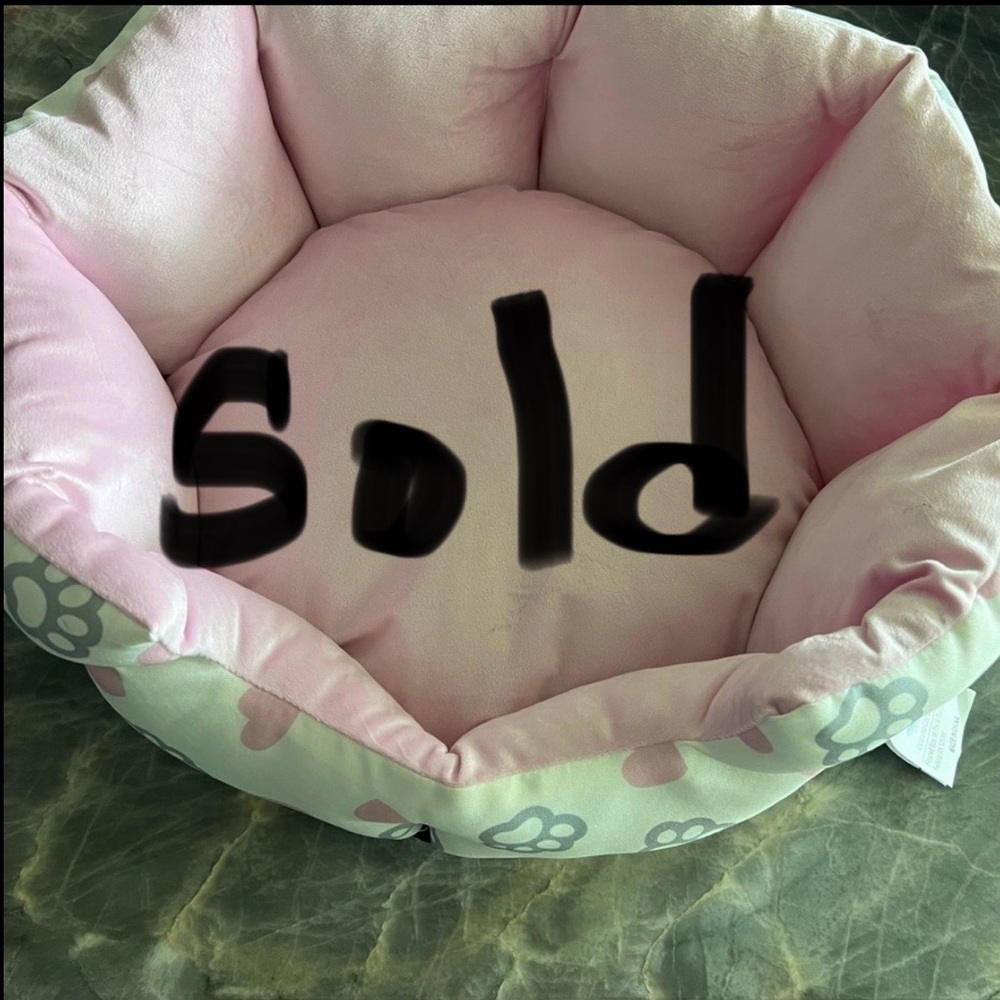 Pink Pet Bed with Paw Print Design